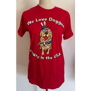 Unisex WeLoveDoggos.com T-Shirt Red/Blue Size S